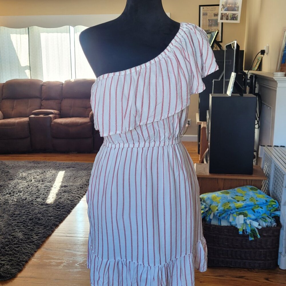 BB Dakota Women's Sweet Tart One Shoulder Stripe Dress (Med)